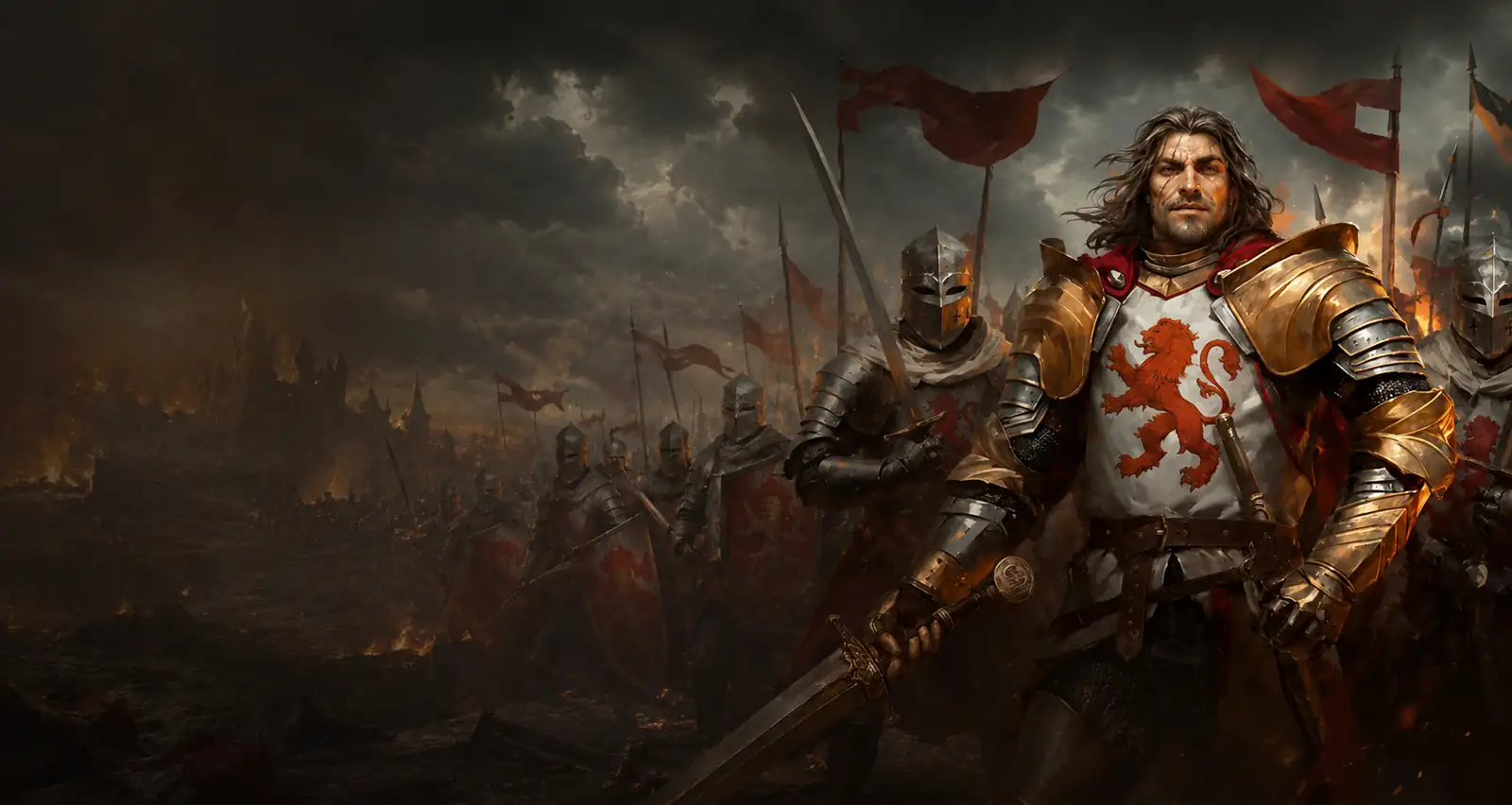 Ο ιππότης Crusado και ο στρατός του σε εκστρατεία